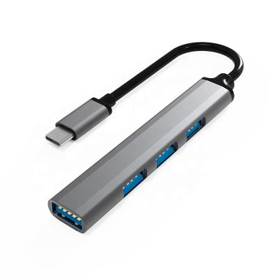 China Aluminum+ABS Computer Networking 4 in 1 USB C to 3-Port USB 2.0 and 1-Port USB 3.0 Hub for PC Laptop for sale