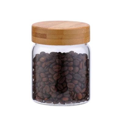 China 330Ml CLASSIC Items Sealed Air Tight Borosilicate Glass Canister Jar With Screw Airtight Bamboo Lid for sale