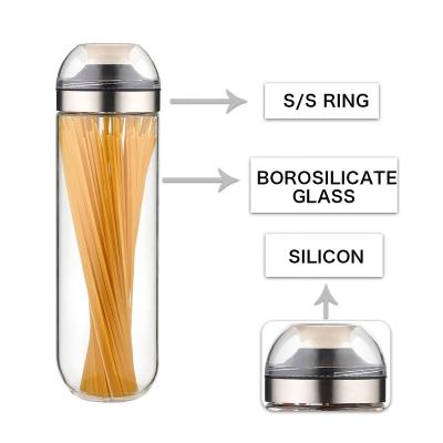 China 450ml Large Freshness Preservation Storage Jar Borosilicate Glass Airtight Glass Spice With Stainless Steel Lid for sale