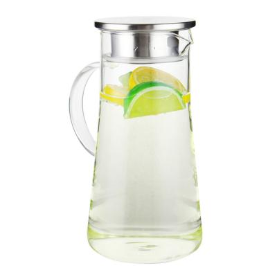 China EasyLife 1.1L Stainless Steel Juice Jug Borosilicate Glass Water Pitcher Microwavable for sale