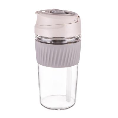 China EasyLife Borosilicate Glass Stocked Cup With Lid And Straw Gray Cup Lid 500ml Amazon Portable PP Glass Hot Sales for sale