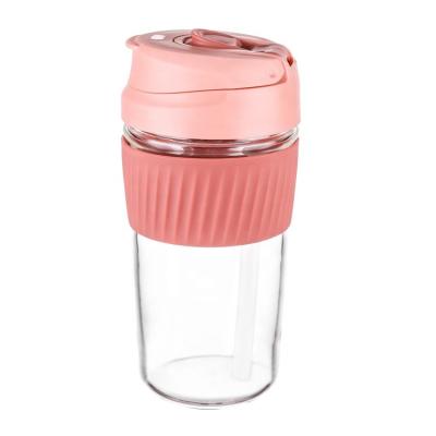 China EasyLife 500ml Drink Stocked Glass Mug With Lid And Straw Portable Glass Cup Amazon Hot Sales 17oz Glass Bottle for sale