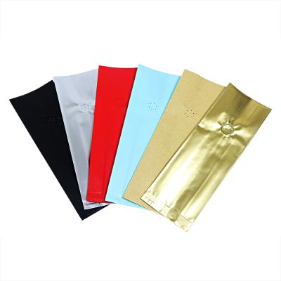 China Plastic Aseptic Custom Printed Stand Up Foil Side Gusset Coffee Bag Flat Bottom Coffee Packaging Bags for sale