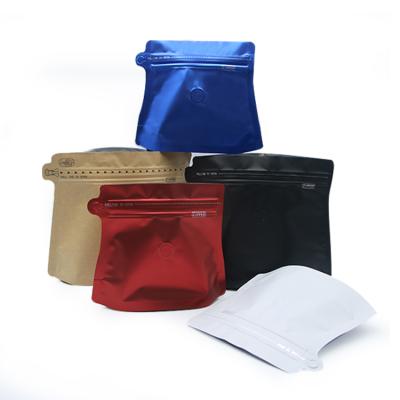 China Matte Foil Coffee Bags Recyclable With Valve Zip Lock Plastic Coffee Bags Black Mylar Stand Up Coffee Bags for sale