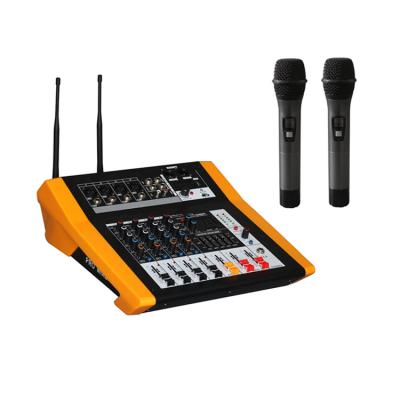 China 6CH mixer with built-in amplifier, wireless microphone anti-howl BT all-in-one digital reverb KTV LA60-UHF for sale