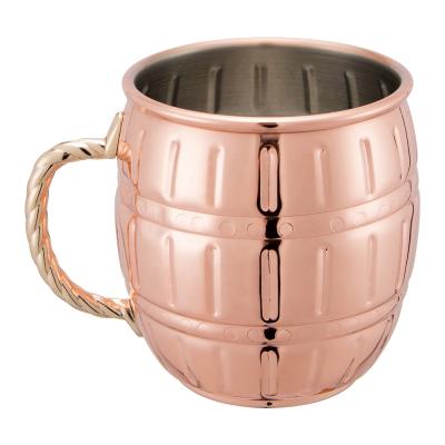 China EFINE Sustainable Copper Plating Barrel Shape Beer Mug Moscow Mule Mug For Bar Cocktail Drinkware for sale