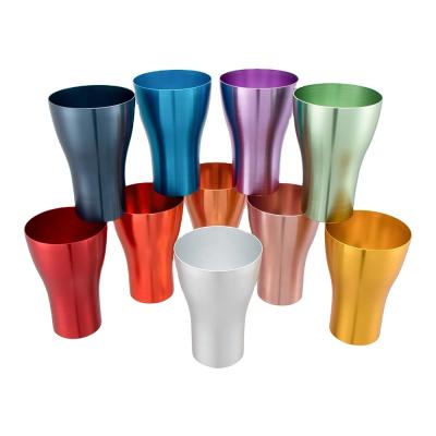 China Viable Wholesale Custom EFINE Logo Bar Cocktail Frozen Drink Glass Anodized Aluminum Cola Drinking Cups for sale