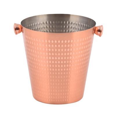 China EFINE 3.4L Viable Single Wall Bar Ice Bucket Hammered Custom Wine Cooler Beer Copper Bucket for sale