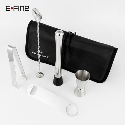 China EFINE Sustainable Custom 5 Pieces Assort Bartender Kit Stainless Steel Bar Set Cocktail Mixing Tools for sale