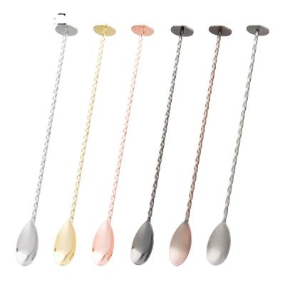 China EFINE Viable Bar Spoon With Logo Custom Metal Copper Plated Cocktail Accessories Mixing Colorful Spoon for sale