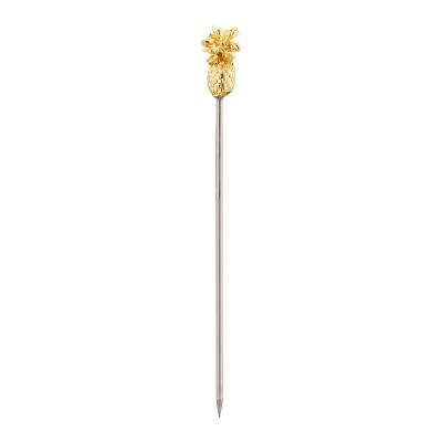 China EFINE Sustainable Pineapple Head Creative Cocktail Pick Stainless Steel Fruit Martini Picks For Bar And Party for sale