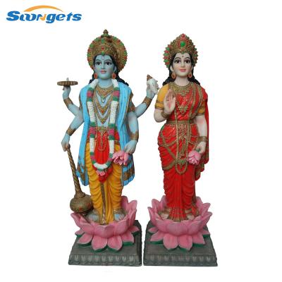 China Handmade Hindu God Statue Vishnu and Laxmi from India Polyresin for sale