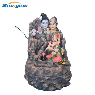 China Hot Sale India Resin Religion Item Hindu God Shiva Family Fountain for sale