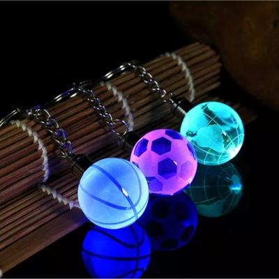 China Europe Hot Selling Customized Sports K9 Crystal Glass Ball Basketball Football Key Chain for sale