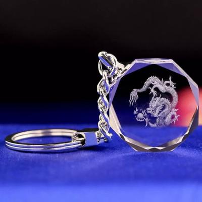 China Europe Wholesale Animal Key Chain Customized K9 Custom Laser 3D Crystal Logo Keychain Crysal Glass Keychain for sale