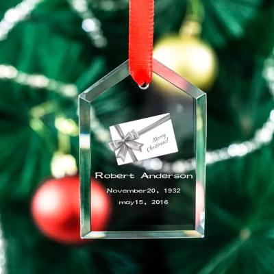 China Europe Christmas Tree Decoration Custom Engraving Glass Glass Pendant Crystal Christmas Tree Ornaments for sale