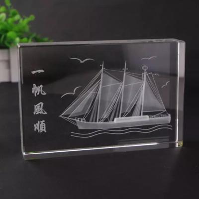 China Europe High Quality Custom 3d Laser Engraving Crystal Empty Glass Crystal Cube for sale