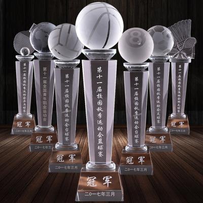 China New Europe Clear Customized Crystal Basketball Sport Awards Trophy for sale