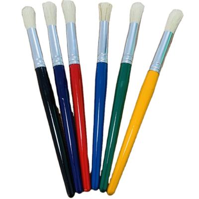 China Round Bristle Oil Brush 6 Colors Oil Painting Pole High Quality Brush For Art Painting for sale