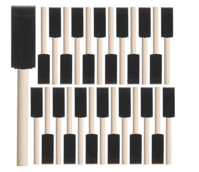 China 40pcs High Density Foam Brush Foam Paint Sponge Brushes Wooden Handle Polyester Foam Paint Brush for sale