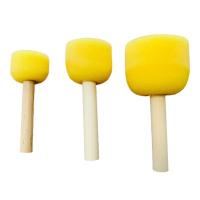 China Painting Children Open Sponge Paint Set Foam Brush Kit Wooden Handle Mini Stamp for sale