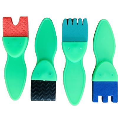 China Wholesale New Art Painting Supplies 4 Pieces DIY Sponge Brush Green Plastic Handle for sale