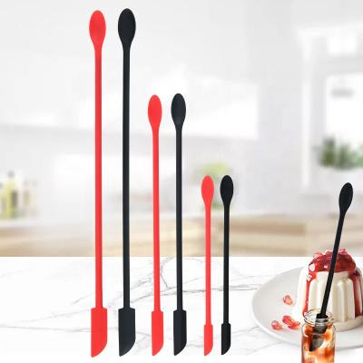 China Long Handle Mini Silicone Spatula Thin Jar Viable Scraper For Kitchen for sale