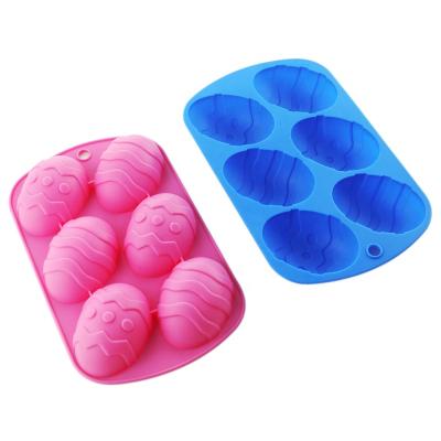 China 6 Holes DIY Shaped Chocolate Easter Egg Viable Silicone Cake Mold for sale