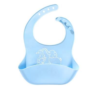 China Easily Sustainable Clean Waterproof Soft Adjustable Silicone Baby Bib for sale