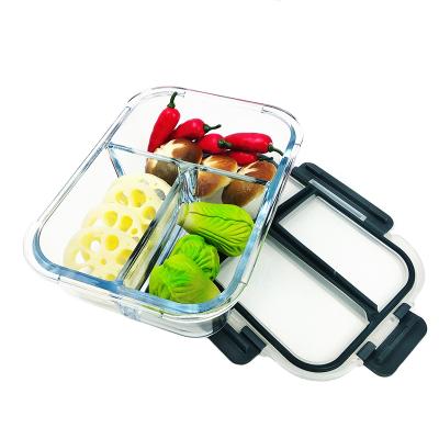 China Eco - Friendly Leakproof Glass Food Storage Container Crisper With Locking Lid for sale