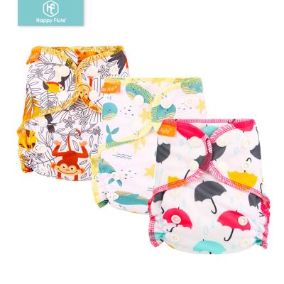 China Happyflute Newborn Bamboo Cloth Diaper Cotton AIO Printed Washable Diaper for sale