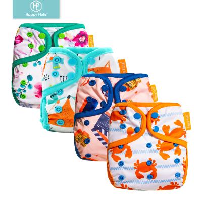 China HappyFlute Printed Diaper Cover Cartoon Printed Wholesale Customized Design Reusable Baby Diaper Cover for sale