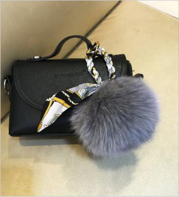 China Fasion Women Gift Pocket Mirror Plush Hairball Fur Hanging Ball Key Chain For Handbag for sale