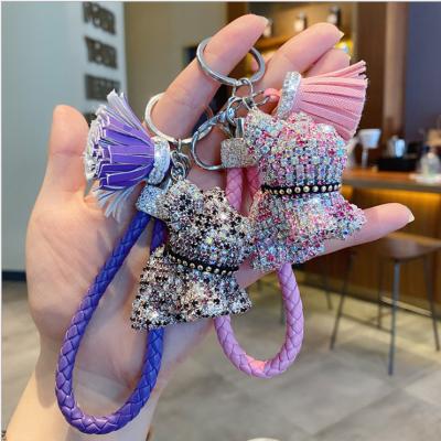 China Promotion Gift Selling Key Ring Bear Leather Strap Key Chain Luxury Designer Latest Rhinestone Key Chain for sale