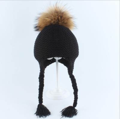 China Lovely Autumn Faux Fur Pompom Kid Hats Waterproof Cashmere Wool Knitted Hat Children's Beloved Hats for sale