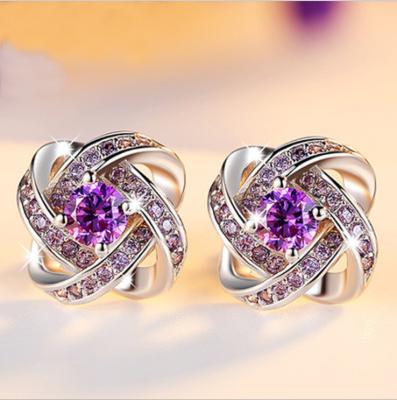 China BOHEMIA Fashion 925 Sterling Silver Crystal Cross Earrings Rhinestone Fine Earrings Fashion Accessories for sale