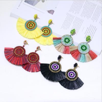 China TRENDY Hot Pin Fashion Women Fringe Earrings Multi Color Area Earring Dangle Bohemian Earring for sale