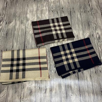 China New autumn and winter cashmere men's plaid British wool blended knitted scarf shawl in Europe and America for sale