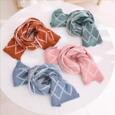 China Daily Children's Scarf Autumn And Winter Baby Warm Plaid Knitted Scarf for sale