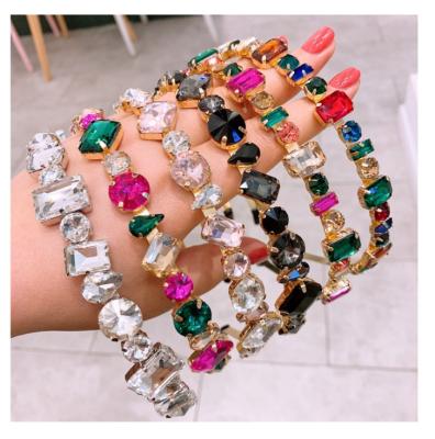 China Fashion Luxury Crystal Crown Rhinestone Headband Crystal Gemstone Beaded Headbands for sale