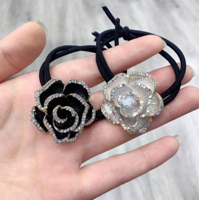 China High Quality Rhinestone Ring Tie Scrunchies Girls Hair Ties Soft Elastic Rope Elastic Band for sale