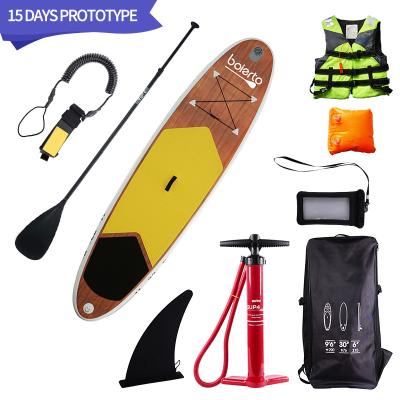 China Brown&yellow Series Total Wood Inflatable Sup Board Inflatable Paddle Board for sale