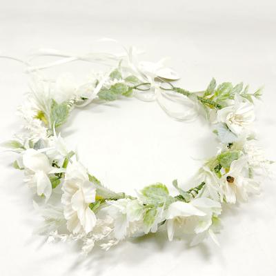 China 3108E Fabric Greenery Floral Twigs Garland Hair Flower Wreath Artificial Flower Wreath Headband Headband for sale