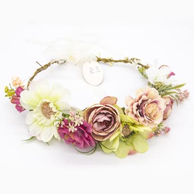 China Wholesale boho boho artificial flower head weaves beach wedding flower seaside boho flower crown for sale