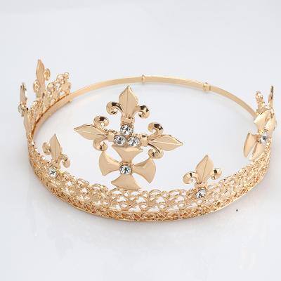 China Euro-American hair decoration retro kings crown birthday party prince crowns adjustable metal men's tiara for sale