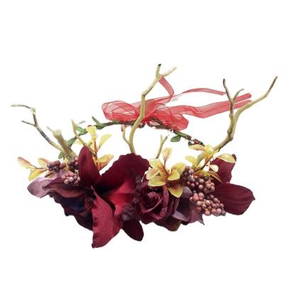 China Hot Available Christmas Antlers Artificial Deer Flower Decoration Hair Decoration Hair Stock Christmas Head Bands for sale