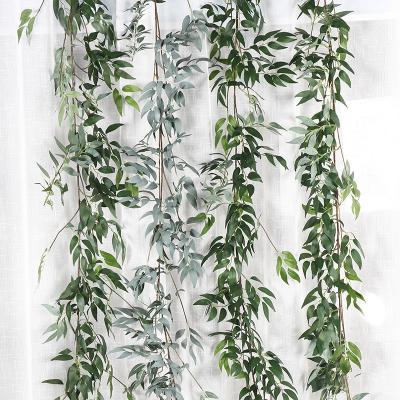 China Indoor fabric hotel willow rattan plant faux willow leaf decoration simulation leaf green vine for sale