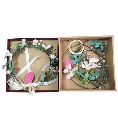 China Handmade Artificial Floral FABRIC Flower Wreath Box Material Wreath Packaging DIY Flower Accessories for sale