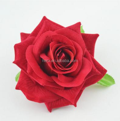 China FABRIC Wedding Cream Large Rose Silk Flower Heads Individual Silk Flower Head for sale