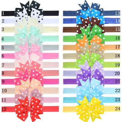 China Infant Hair Decoration Baby Nylon Headbands Hair Stitch Bow Elastics Bow Elastic Baby Hair Bands Wholesale for sale